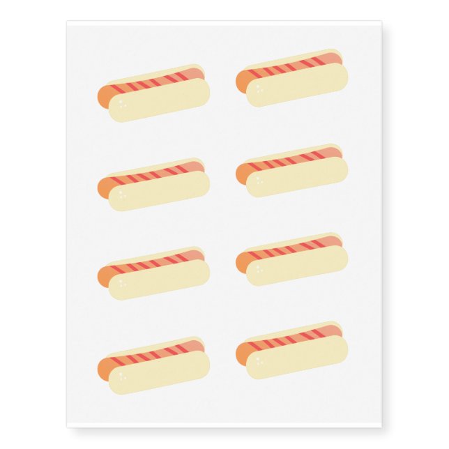 Striped Cool Hot Dogs Party Favor Temporary Tattoos (Front)