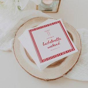 Striped Coquette Bow Custom Bachelorette Napkins