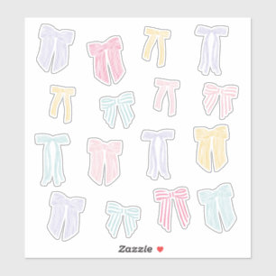 Striped Coquette Bows mint pink yellow lilac Sticker
