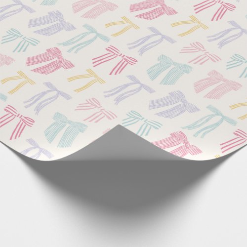 Striped Coquette Bows mint pink yellow lilac Wrapping Paper