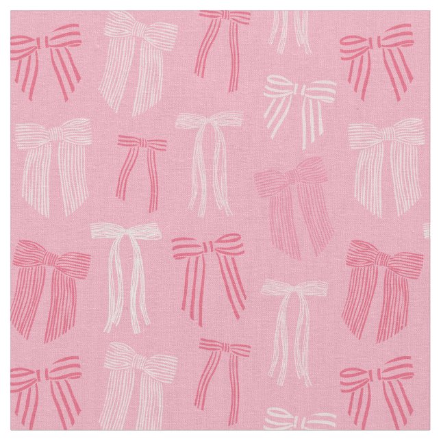 Striped Coquette bows on pink Fabric (Close Up)