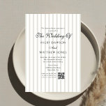 Striped Country Club Style Sage Wedding Invitation