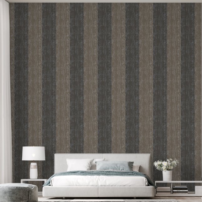 Striped Crackle Texture Taupe and Brown Wallpaper (Bedroom)