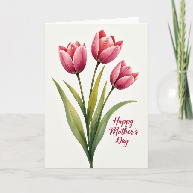 Striped Crimson Message Bloom Card (Front)