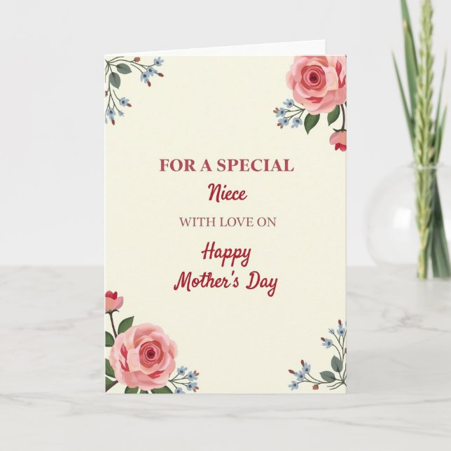 Striped Crimson Rose Thank You Card (Front)