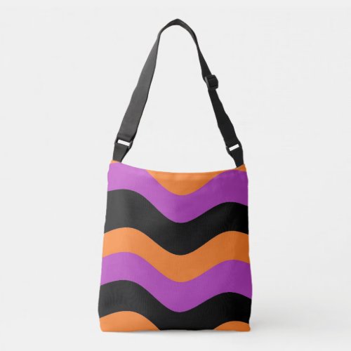 Striped Cross Body Bag Or Tote Purple Orange Black