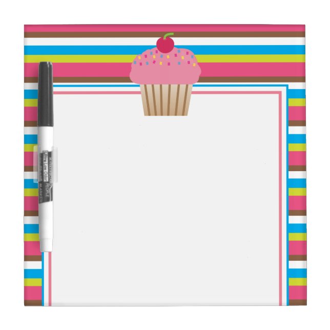 Striped Cupcake Dry Erase Board (Front)