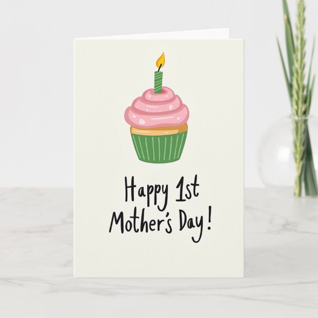 Striped Cupcake Mothers Day Card (Front)