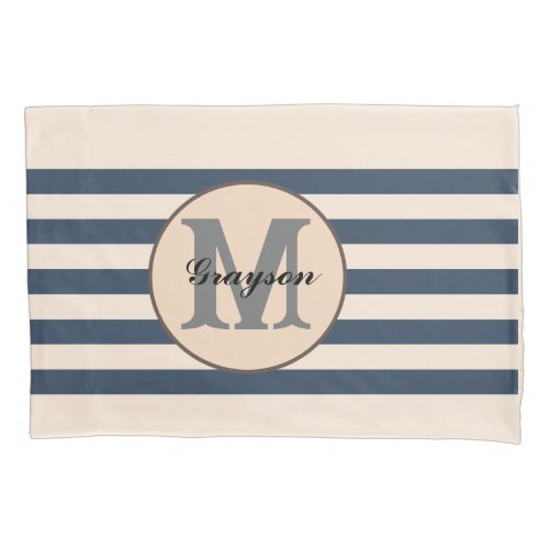 Striped custom monogram baby name  pillow case