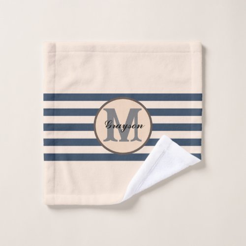 Striped custom monogram baby name  wash cloth