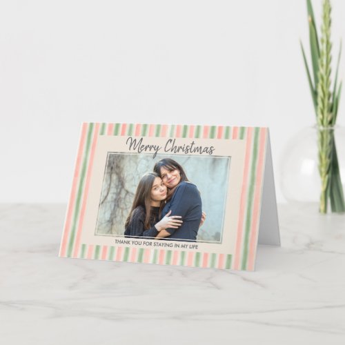 Striped Custom Photo Adoption Proposal Christmas Holiday Card