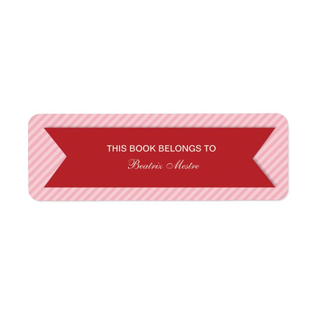 Striped Customizable Bookplates Labels (Front)