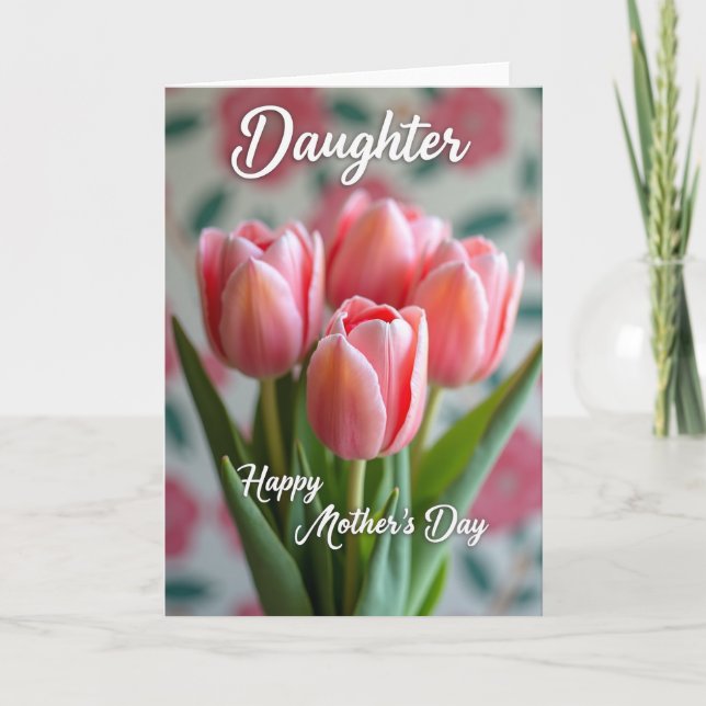 Striped Daughter Floral Bouquet Card (Front)