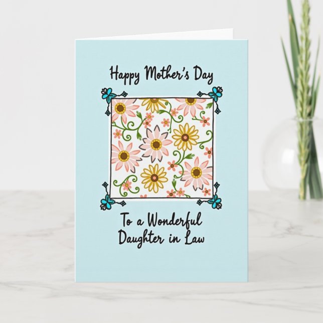 Striped Daughter In Law Floral Card (Front)