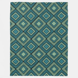 Striped Diamonds - Teal Fleece Blanket