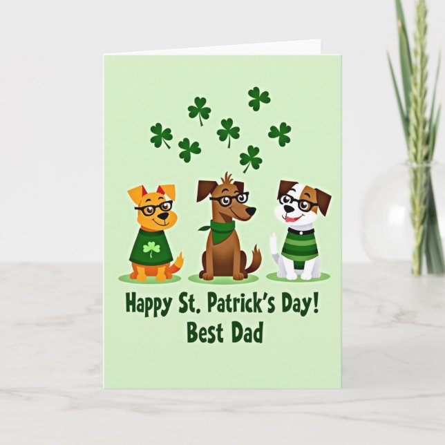 Striped Dog Happy St Patricks Card (Front)
