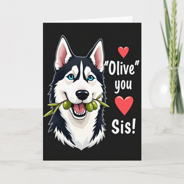 Striped Dog Olive Branch Card (Front)