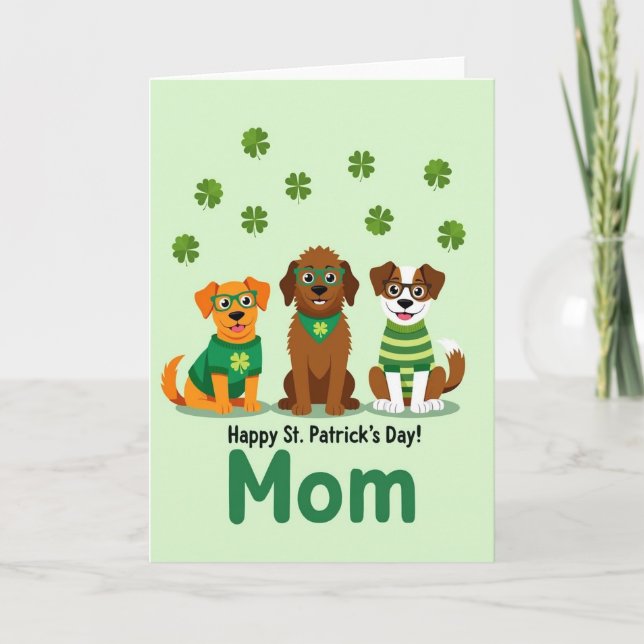 Striped Dogs Happy St Patricks Card (Front)