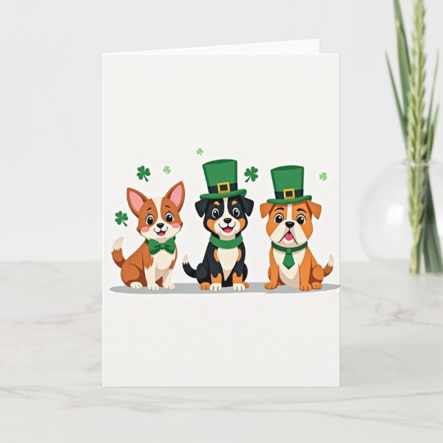 Striped Dogs St Patricks Card (Front)