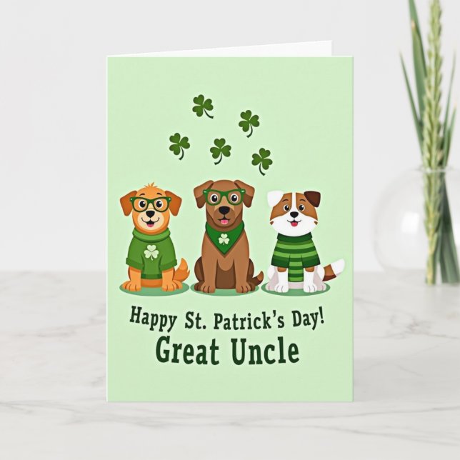 Striped Dogs St Patricks Day Card (Front)