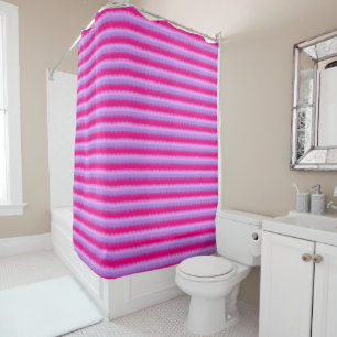 Striped dogtooth pink purple shower curtain