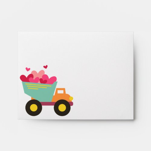 Striped Dump Truck Valentines Envelopes