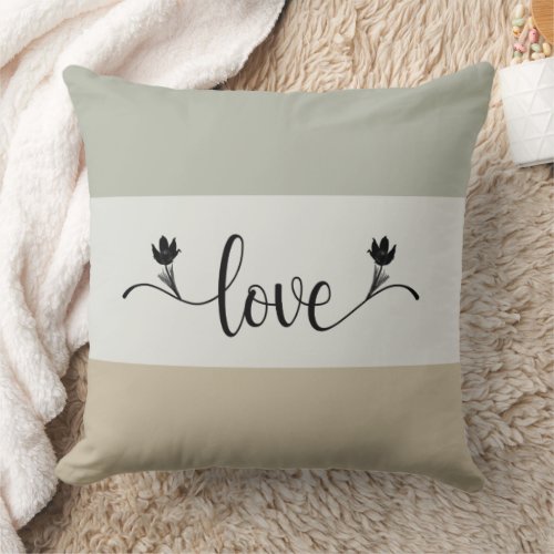 Striped Earth Tones Love Decorative Throw Pillow