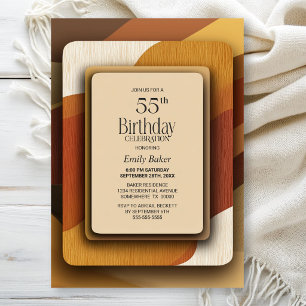Striped Earthy Toned 55th Birthday Party Invitation