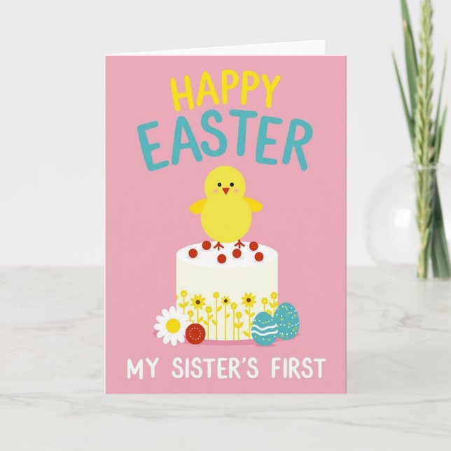 Striped Easter Cake Card (Front)
