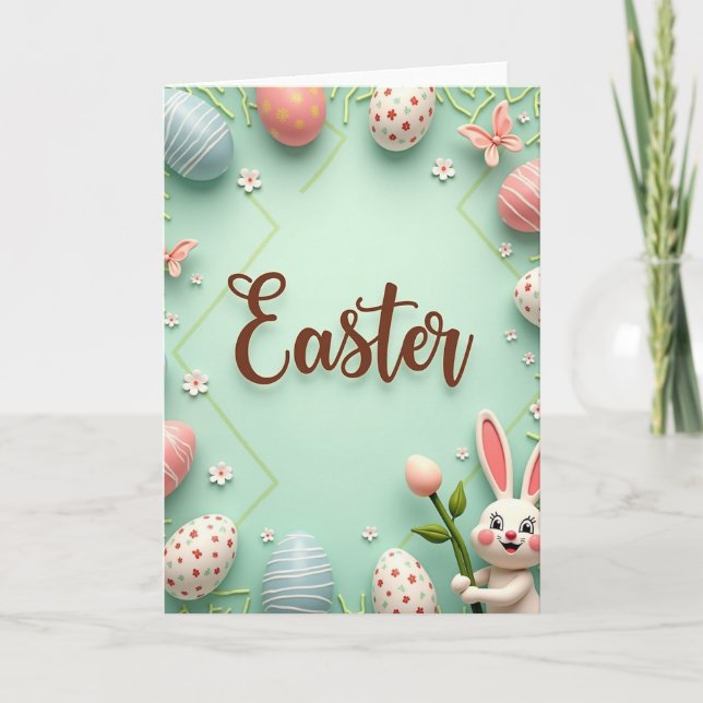 Striped Easter Egg Design Card (Front)