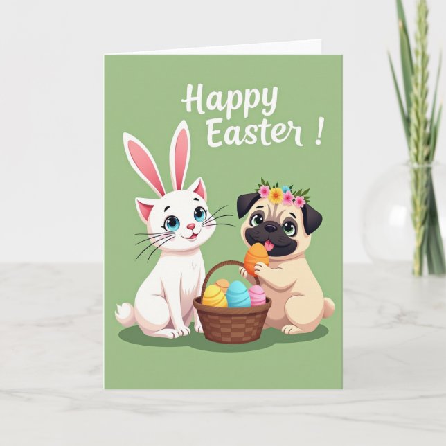 Striped Easter Egg Friends Card (Front)