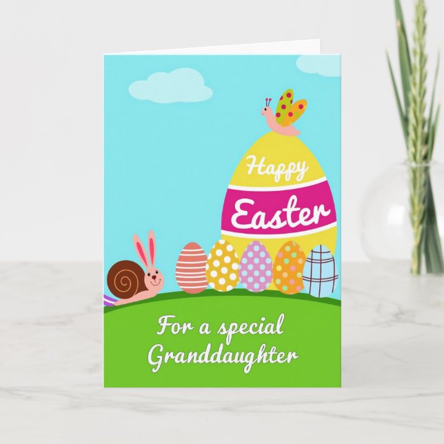 Striped Easter Egg Granddaughter Card (Front)