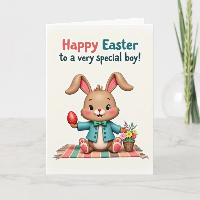 Striped Easter Rabbit Card (Front)