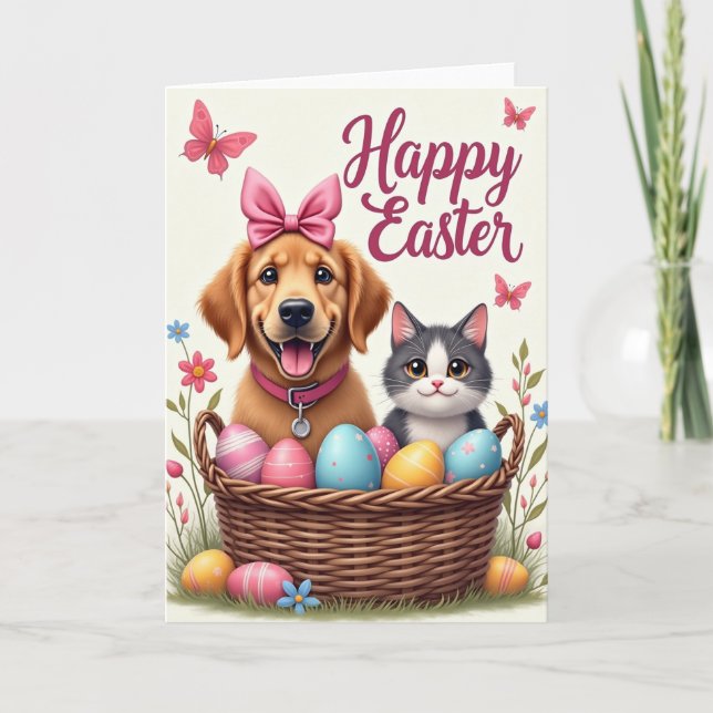 Striped Egg Basket Friend Card (Front)
