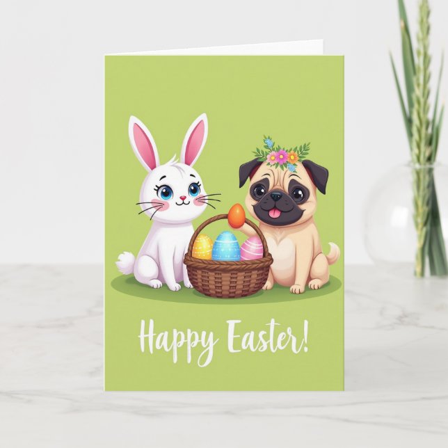 Striped Egg Basket Spring Card (Front)