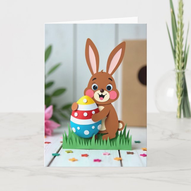 Striped Egg Joy Paper Craft Card (Front)