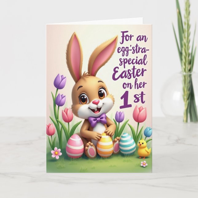 Striped Egg Springtime Joy Card (Front)