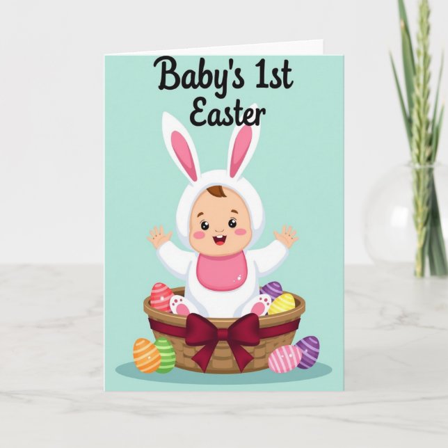 Striped Eggs Baby Easter Card (Front)
