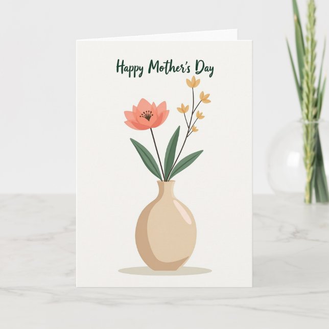 Striped Elegant Blossom Greeting Card (Front)