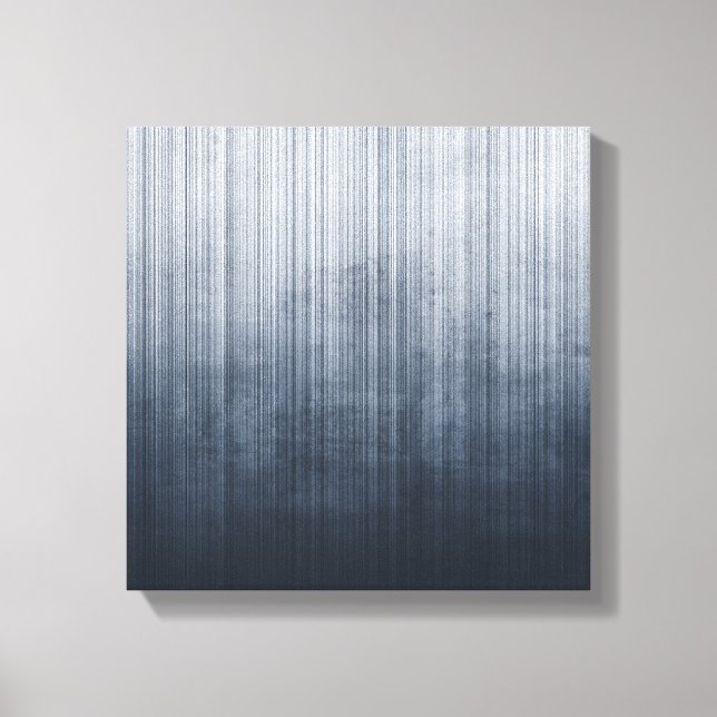 Striped elegant Blue Gray White rustic abstract Canvas Print (Front)