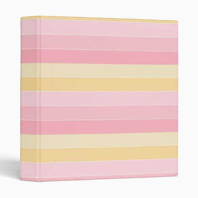 Striped Elegant Modern Trendy Template Pastel 3 Ring Binder (Front/Spine)