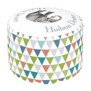 Striped Elephant Abstract Triangle Bunting Art Pouf