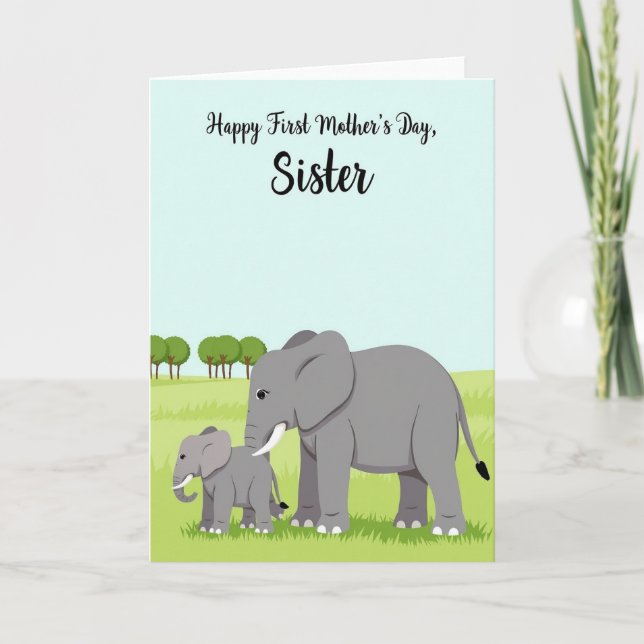 Striped Elephant Family Card (Front)