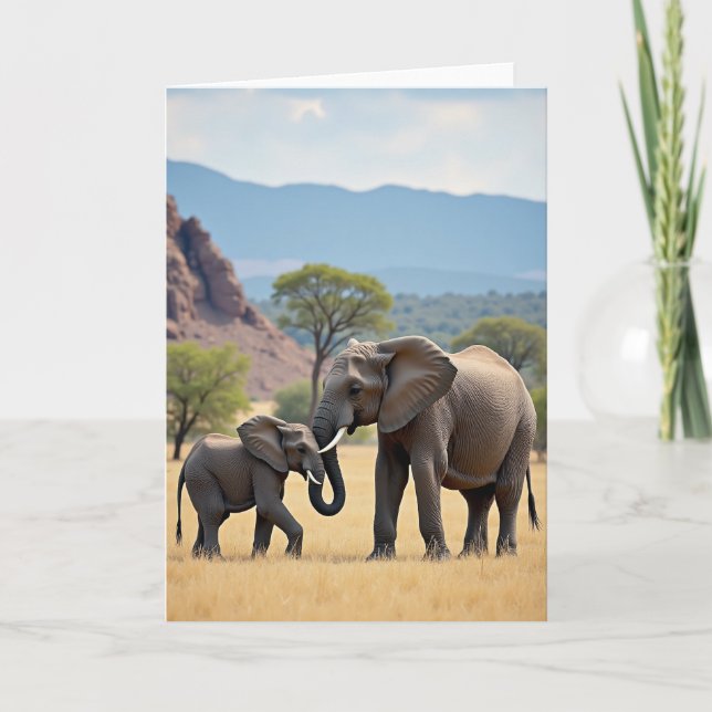 Striped Elephant Love Card (Front)