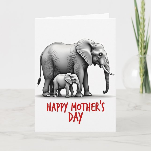 Striped Elephant Mothers Day Card (Front)