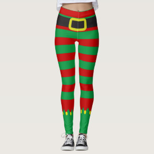 Green And White Striped Tights Ugly Christmas Leggings Christmas