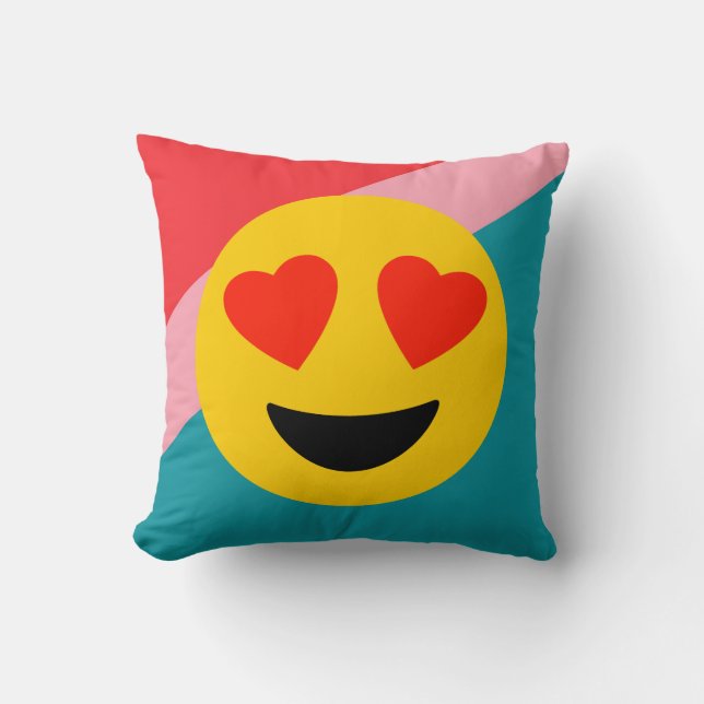 Striped Emoji Love Throw Pillow (Front)