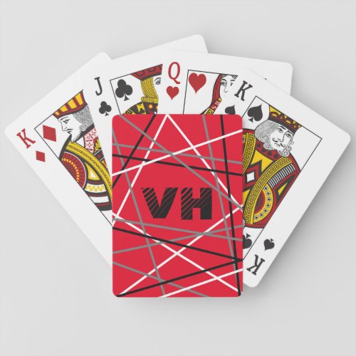 Striped Evh Red White Black Initials  Playing Cards