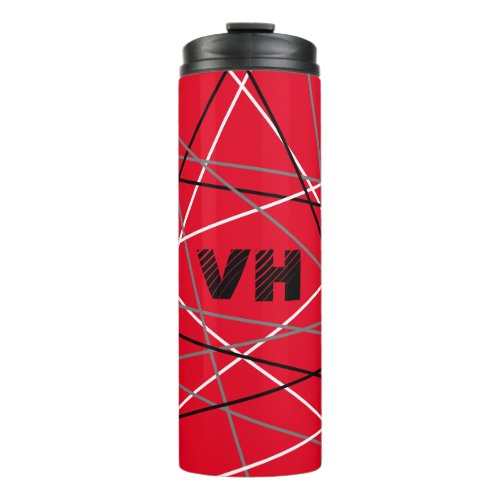 Striped Evh Red White Black Initials  Thermal Tumbler