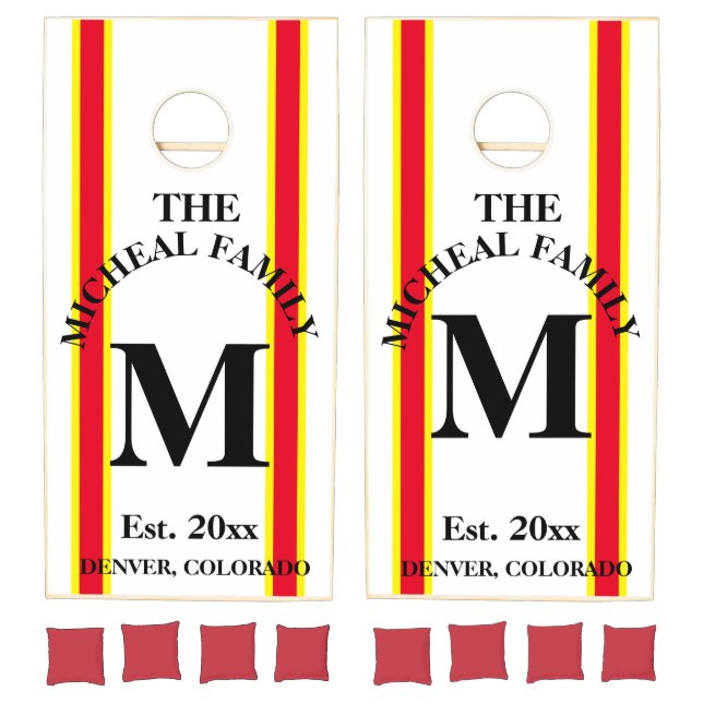 Striped Family Monogram Styled Cornhole Set (Set)